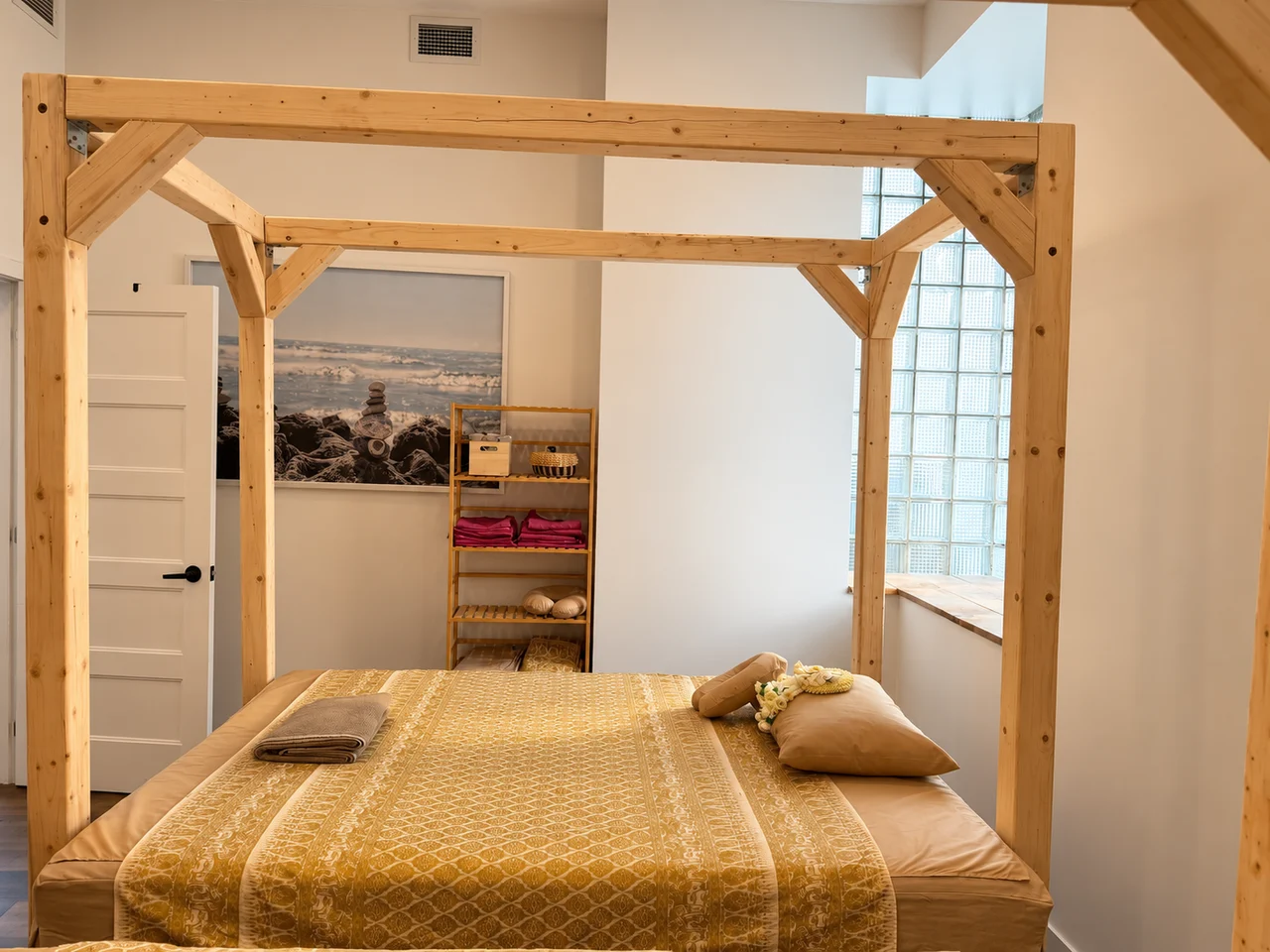 Warm, private Thai massage room at Sabai in Montreal